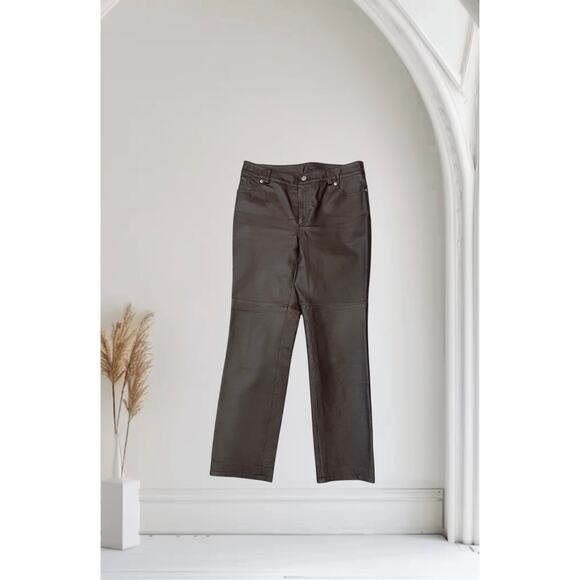 Newport News Jeanology 100% Leather Pants Brown Women’s. 4P - Picture 1 of 7